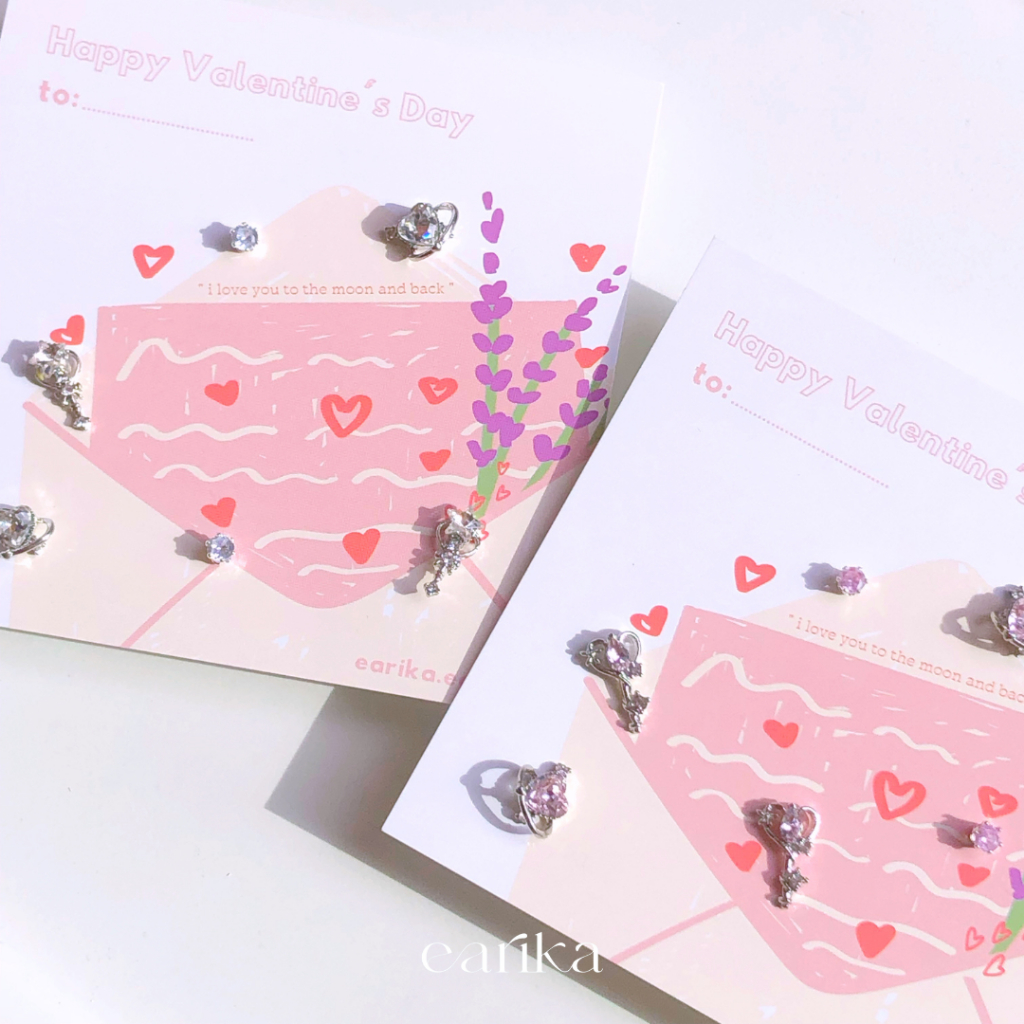 earika.earrings - heart planet and tiar set เซ็ตต่างหูดาวเสาร์หัวใจ/คฑาเพชร เงินชุบทองคำขาว คนแพ้ง่ายใส่ได้