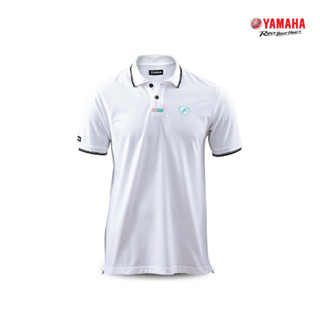 YAMAHA เสื้อโปโลสีขาวปักโลโก้ F