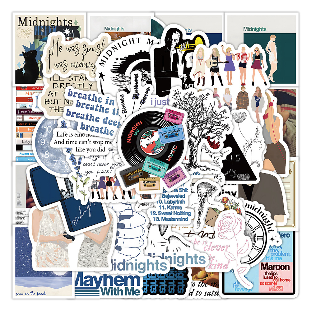 พร้อมส่ง taylor swift Midnights music T-Swizzle USA sticker สติกเกอร์กันน้ำรูปแบบที่แตกต่างกัน 50ชิ้น