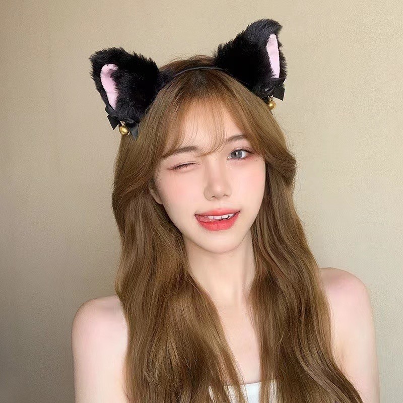 ส่งจากไทยรอทำไม หูแมว หูจิ้งจอก หูหมาป่า ที่คาดผม มีกระดิ่งตรงหูแมว คอสเพลย์สัตว์ น่ารัก กำมะหยี่ เกาหลี 01BAOKUANMAOER