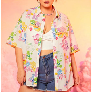 ลิขสิทธิ์แท้ ครบรอบ40ปี 💖 เสื้อเชิ้ตลาย care bears แคร์แบร์  พลัสไซส์ plus size