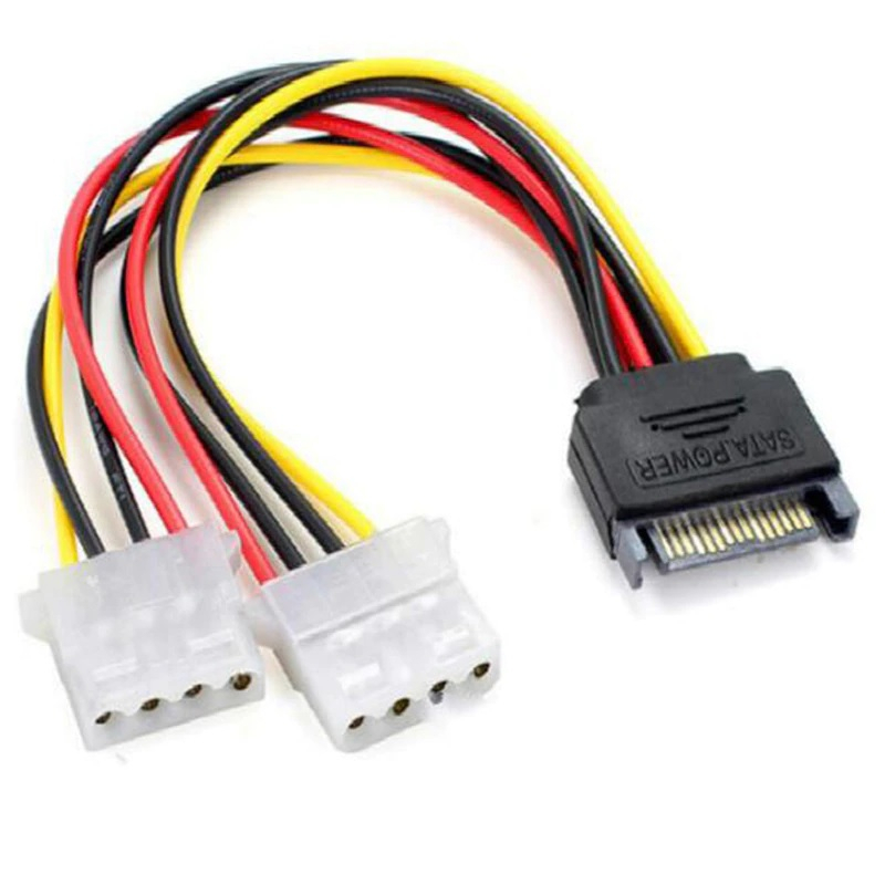 สายแปลงไฟ แบบ SATA ให้เป็น IDE ( 15Pin SATA Male To Double 4 Pin Molex Female Ide Hdd Power Harddriv