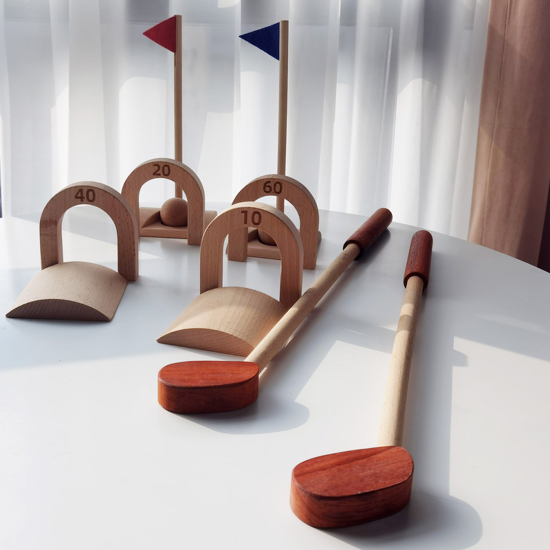 ของเล่นไม้ ไม้กอล์ฟเด็ก: GOLF SET ของเล่นเสริมพัฒนาการ ชุดของเล่นตีกอล์ฟ (งานพรีเมี่ยม) มาพร้อมถุงผ้าเก็บ Lookmaebaby