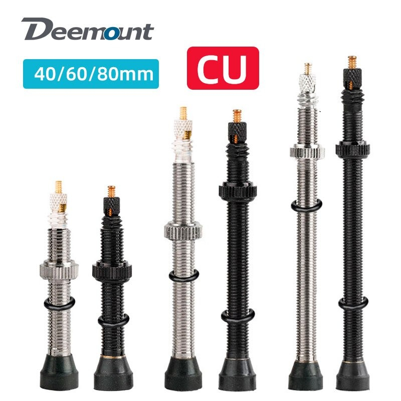 Deemount 2 ชิ้น วาล์วลมสำหรับรถจักรยานไม่ใช้ยางใน Valve tubeless 40/60/80mm พร้อมประแจถอดวาล์ว