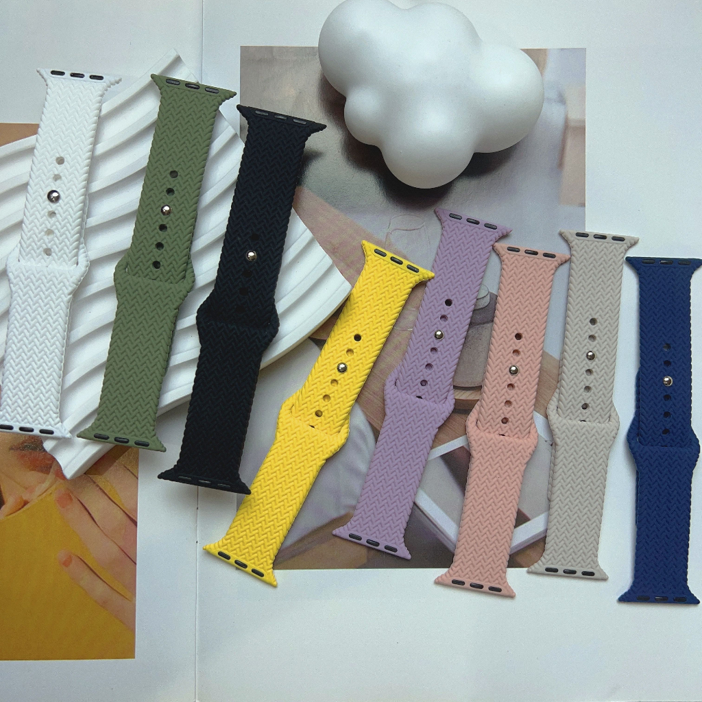 พร้อมส่ง สาย Smart Watch ปั้มลายถัก ใช้ได้กับ Smart Watch 8 7 6 5. 4 3 2 1 SE Ultra 8 HW8Max X8Proma