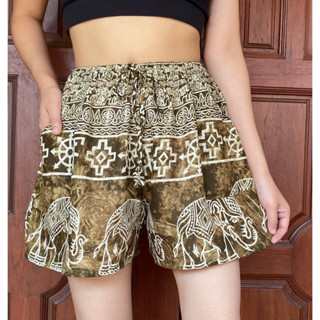 กางเกงขาสั้น กางเกงลายช้าง ใส่ได้ทั้งชาย/หญิง for Women and Men Elephant pants Thai pants Shorts Short Pant