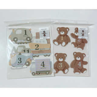 พร๊อพถ่ายรูปเด็ก Montly Sticker มี 2 ลายให้เลือก ลาย Teddy Bear / ลาย Vehicle สำหรับเด็กผู้หญิง เด็กผู้ชาย