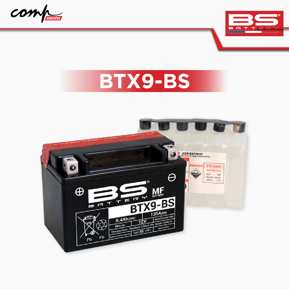 BS Battery MF BTX9-BS  แบตเตอรี่มอเตอร์ไซค์ ขนาด 8.4 แอมป์