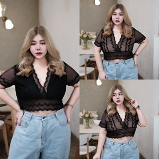 Crop Lace 🧺 ครอปลูกไม้ซีทรูสาวอวบ