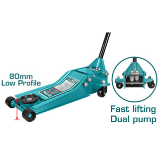 TOTAL แม่แรงตะเข้ 3 ตัน รุ่นโหลดเตี้ย ลูกสูบคู่ รุ่น THT10834 ( Hydraulic Floor Jack )