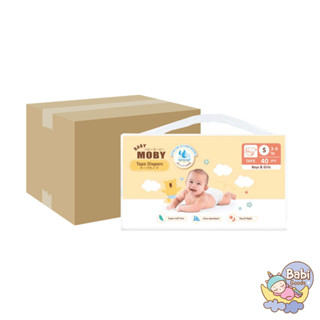 [ยกลัง 4 แพ็ค] BABY MOBY ผ้าอ้อมสำเร็จรูป ชนิดเทป Diaper Tape ไซส์ S