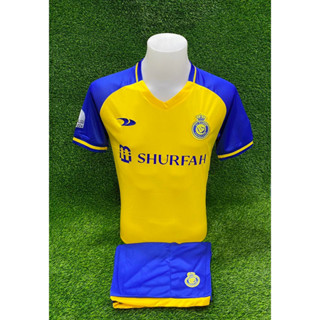 เสื้อฟุตบอล Al Nassr NOW สีเหลือง รุ่นใหม่ 2022/23 เนื้อผ้าดีใส่สบาย ลูกค้าสนใจสั่งได้เลยนะดรับ (เสื้อพร้อมกางเกง)