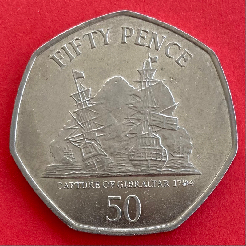 🇬🇮 เหรียญยิบรอลตาร์​​ Gibraltar 50 pence ปี 2008 เหรียญต่างประเทศ