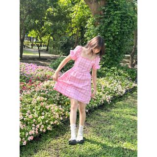 🌷พร้อมส่ง✨Tiana mini dress-Guapa.bkk มินิเดรส แขนพองผูกหลังสม็อคเอว