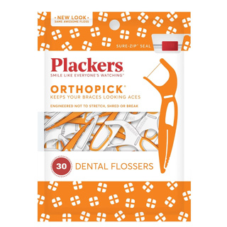 Plackers Orthopick® Flossers ไหมขัดฟันแบบมีด้ามจับ สำหรับผู้ที่จัดฟันแบบเหล็ก (30 pcs.)