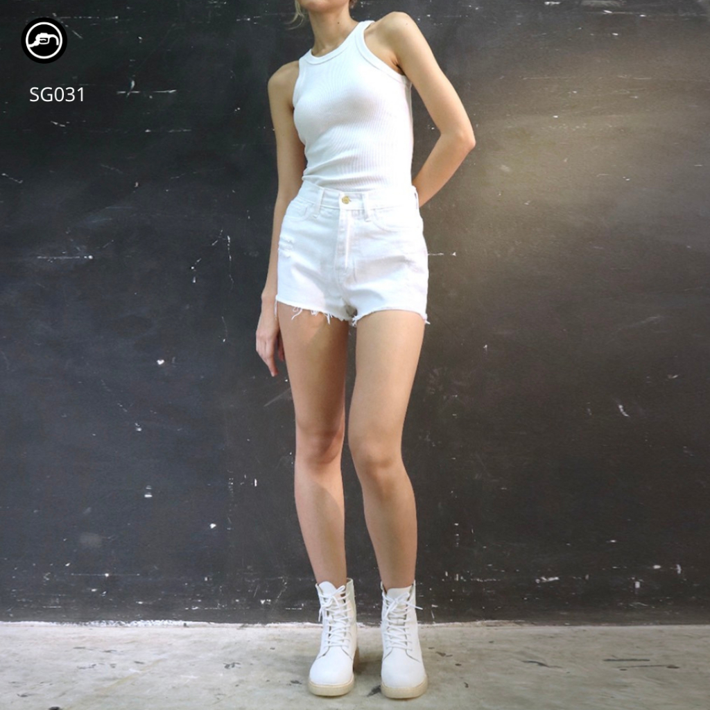 SG031 กางเกงยีนส์ ขาสั้น ผู้หญิง Lady Denim Shorts (Gasoline & Garage) ปั๊มน้ำมันแก๊สโซลีน (SG)