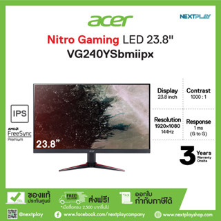 Acer Monitor Nitro Gaming 23.8"VG240YSBMIIPX ➤IPS ➤Full HD at 165Hz ➤2ms ➤HDMI/DisplayPort ➤รับประกัน 3ปี