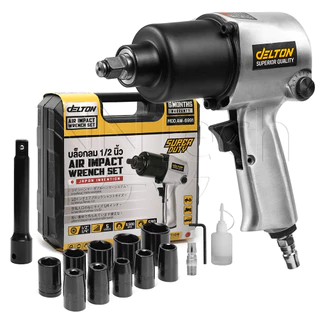 DELTON บล็อกลม 1/2 นิ้ว (4 หุน) ชุดบล็อก บล็อคลม ระบบค้อนคู่ Twin Hammer รุ่น AW-6991 Impact Wrench บล็อกล้อขันสกรู
