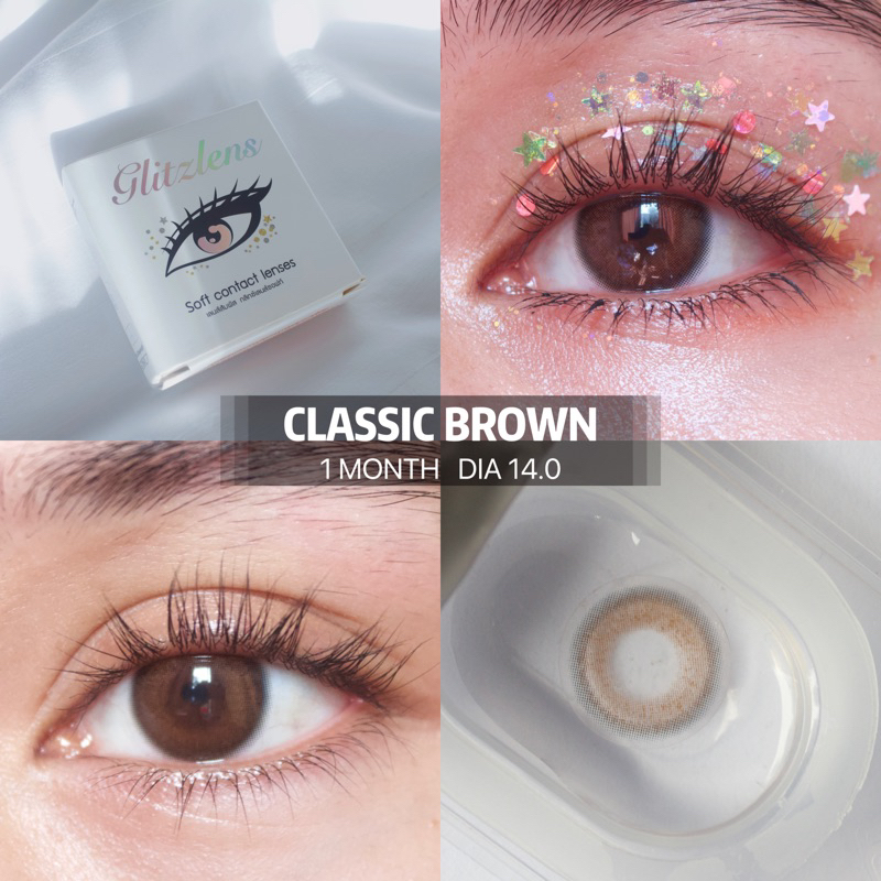 Glitzlens คอนแทคเลนส์รายเดือน วัสดุ Hydrogel Ultraslim สี Classic Brown [Dia14.0] เลนส์บางพิเศษ ใส่สบาย ยืดหยุ่นสูง รูปที่ 5
