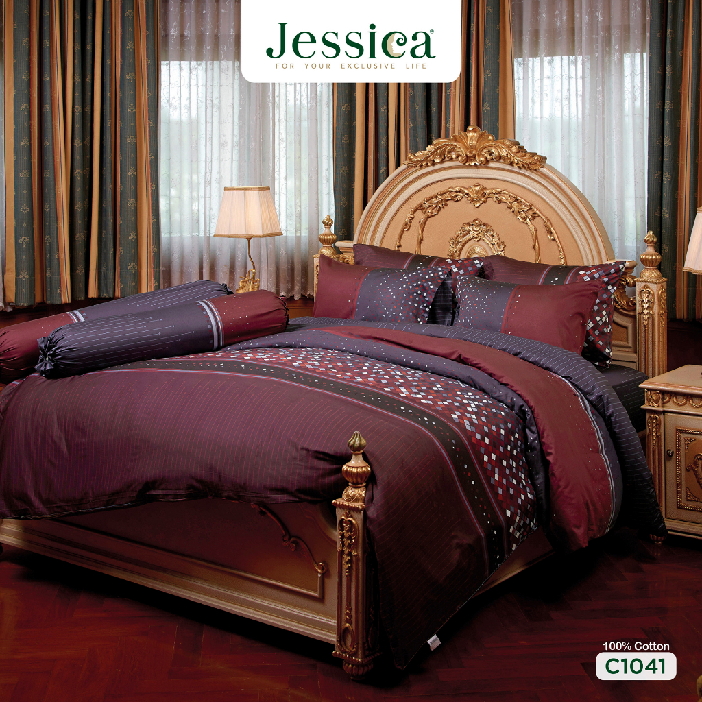 Jessica Cotton Silk Shine C1041 ชุดเครื่องนอน ผ้าปูที่นอน ผ้าห่มนวม เจสสิก้า พิมพ์ลายได้อย่างสวยงาม