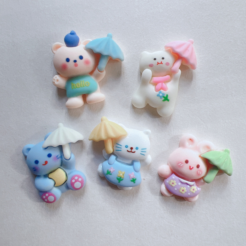 ส่งจากไทย☁️ RS323 ᵕ̈  เรซิ่น สัตว์น่ารักกางร่ม สำหรับตกแต่งโทรศัพท์ กระจก เคสยาดม Jibbitz shoes Char