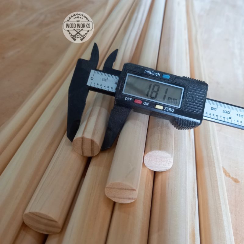ราวไม้กลม ราวม่าน ไม้กลม 18 มม. ไม้เหลากลม ไม้กลึงยาว 100-200 ซม.