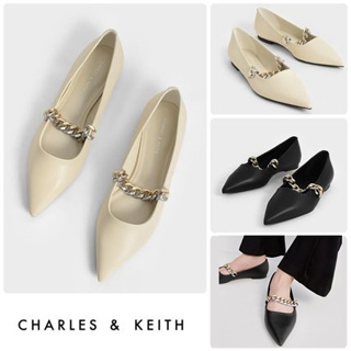 💢SALE💢 Charles&amp;keith รองเท้ารุ่น Chunky Chain-Link Mary Jane Flats CK1-70900378 แท้จากชอป พร้อมอุปกรณ์