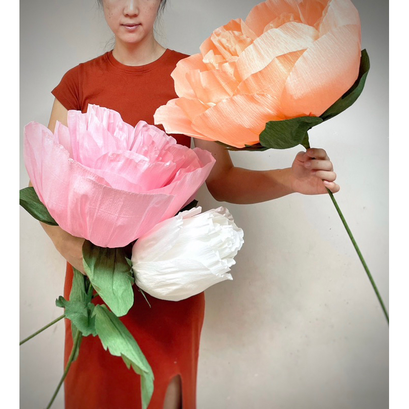 English rose กุหลาบอังกฤษ ดอกไม้กระดาษ ดอก 40-60 ซม ดอกไม้ยักษ์, Giantflower วาเลนไทน์ ของขวัญ พร็อพถ่ายรูป paper flower