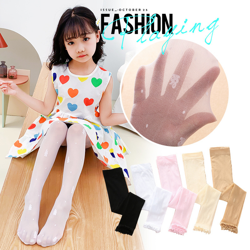 ถุงน่องเด็ก สีขาว แบบโปร่ง ลายกระต่ายน้อย น่ารัก