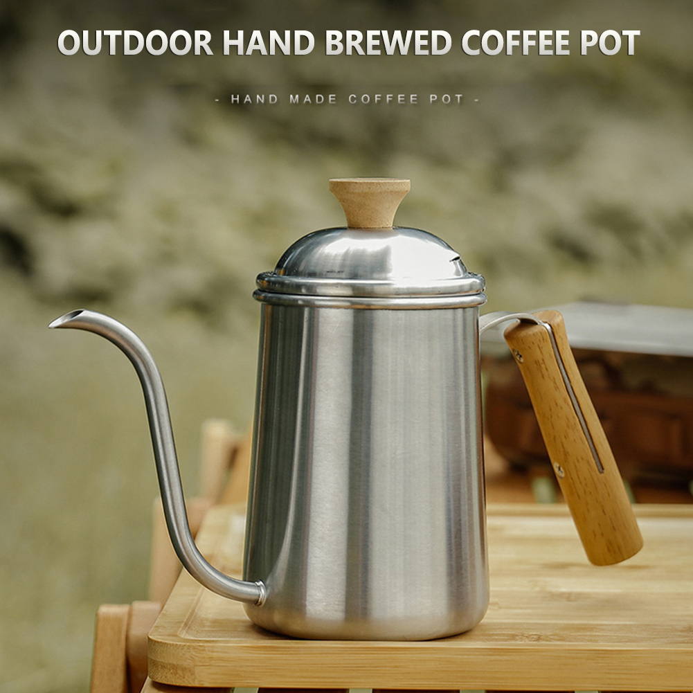 กลางแจ้งในครัวเรือน 304 สแตนเลสกาแฟ hand-brewed กาน้ำชา shochu หม้อด้ามไม้