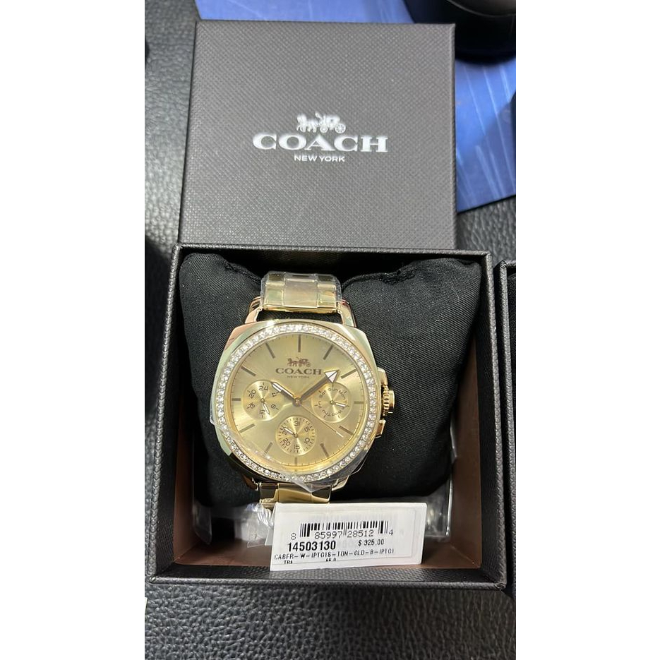 นาฬิกา coach 14503130  แท้ๆจากสหรัฐWomens Gold Stainless Steel BOYFRIEND Chronograph Bracelet Watch 14503130