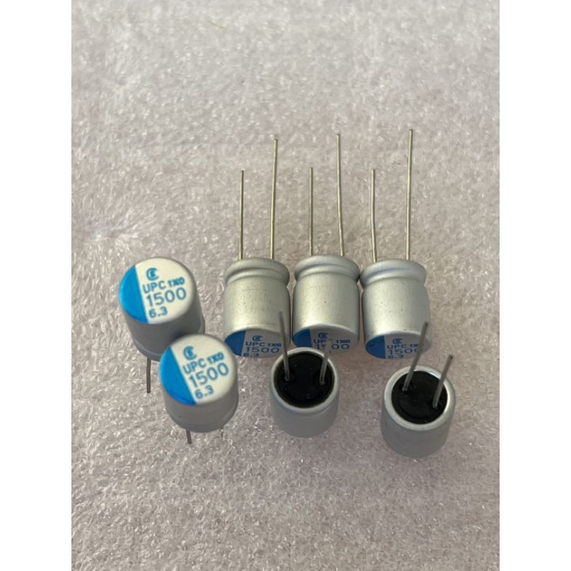 คาปาซิเตอร์ C1500UF 6.3V C1500UF 6.3V  C1500UF 6.3V  CAPACITOR ขนาด10x12mm.(10ชิ้น) แถบสีฟ้าของดี C1