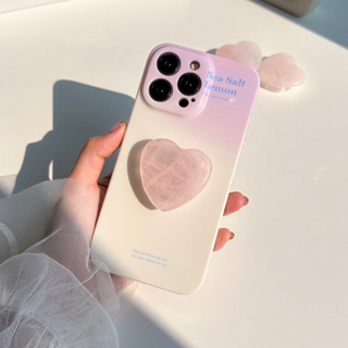 [i14]พร้อมส่งในไทย💖🤏🏻เคสสำหรับ IPhone case เคสไอโฟน ไอริงหัวใจหินอ่อน Sea salt ไล่สีพาสเทลชมพู+Holder i11-14Pro,14Promax