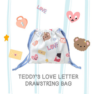 Wyllabrand กระเป๋าผ้าหูรูด Teddys love letter drawstring bag