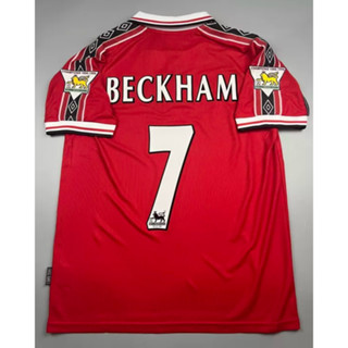 [Retro] - เสื้อฟุตบอล ย้อนยุค แมนยู Home เหย้า 1998 เหย้า คอซิป พร้อมเบอร์ชื่อ 7 BECKHAM 16 KEANE 18 SCHOLES