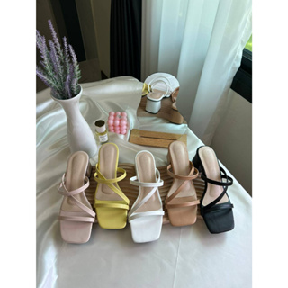 รองเท้าส้นสูง 2 นิ้ว (Size36-40) รองเท้าส้นสูงโมจิ งานสีโทนแมท 5 สี รองเท้าหนังพรีมเมียมหนังนิ่มรัดหน้าเท้ากระชับกำลังดี