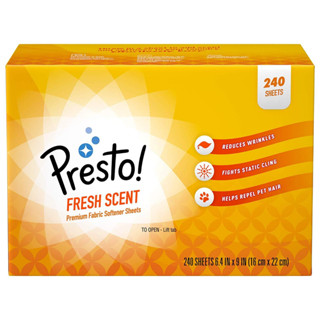 Presto! : PTOFRS-240* แผ่นหอมปรับผ้านุ่ม Fabric Softener Sheets Fresh Scent 240 Count