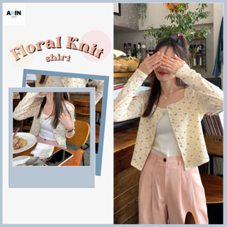 พรีออเดอร์💐Floral Knit เสื้อไหมพรม เสื้อแขนยาว เสื้อผ้าสไตล์เกาหลี เสื้อลายดอกไม้