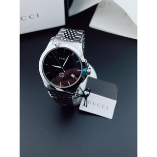 🆕⌚️Gucci 🇮🇹 G timeless แท้💯 รุ่น Ya 1264106 สี⚫️ classic &amp; Luxury    with GG logo Unisex watch ใส่ได้ทั้ง 🙋‍♂️👩‍🦱