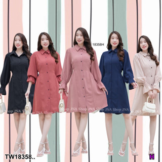 MF18358  มินิเดรสคอปก เอวสม๊อค จั้มซ้ายขวา สวยมากก ผ้า Shino กระดุมหน้ายาว  น่ารักมากกกก ใส่ออกงาน ใส่เที่ยว เกร๋ๆได้ทุก