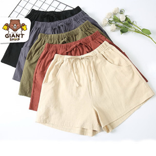 GIANTSHOP กางเกงขาสั้นผู้หญิง ผูกเอว 5 สี (201)