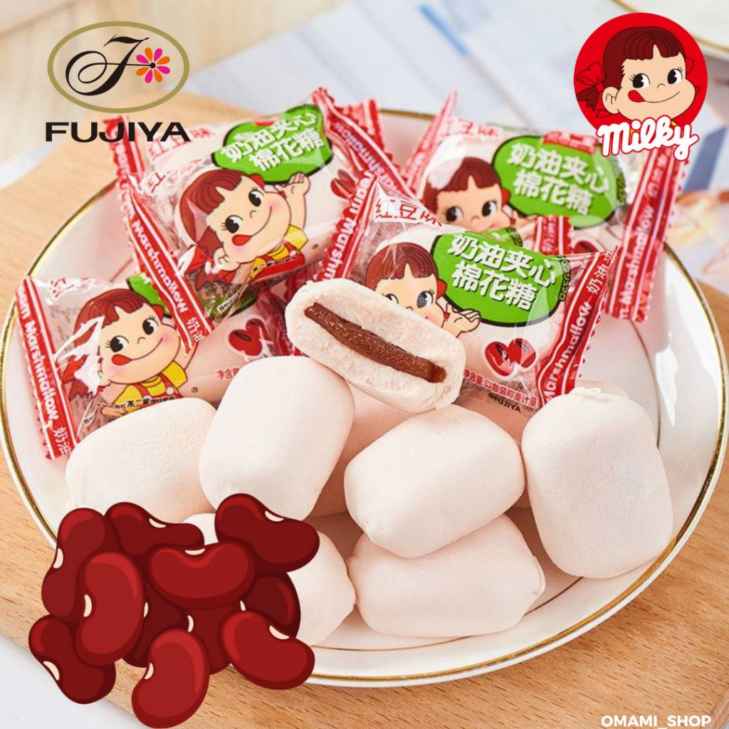 พร้อมส่ง! มาร์ชเมลโล่ มาร์ชเมลโล่สอดไส้  1ชิ้น/5.5g (20-40ชิ้น)  Fujiya🇯🇵 มาร์ชเมลโล่สอดไส้ผลไม้ ขนมญี่ปุ่น