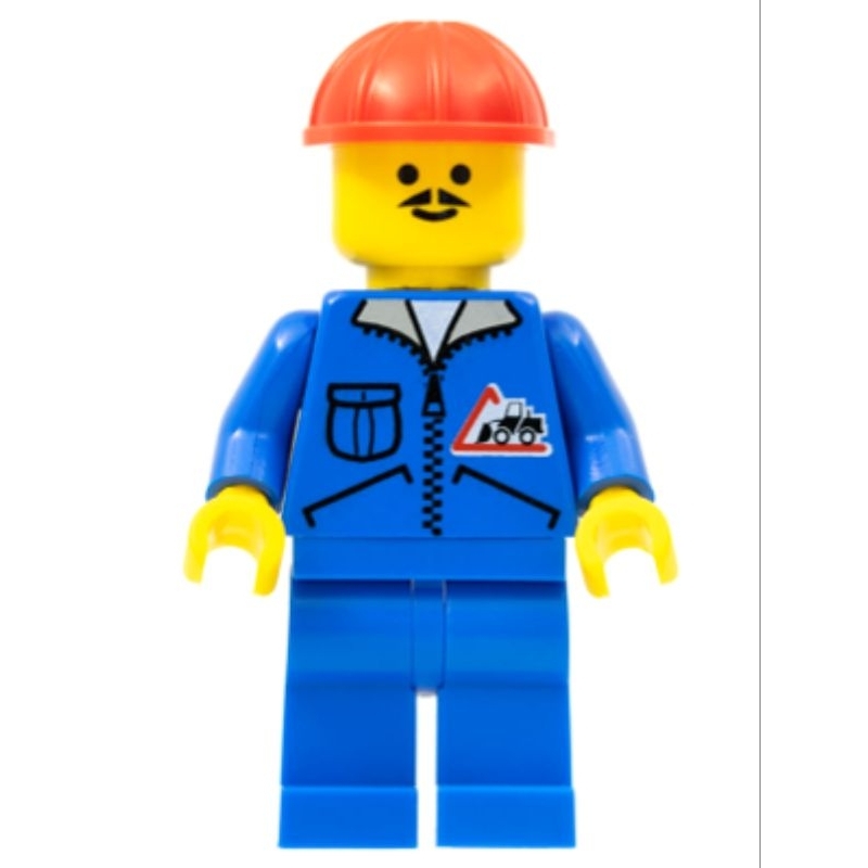 Lego Minifigure Town Town Jr. jbl002 Bulldozer Logo - Blue Legs, Red Construction Helmet
