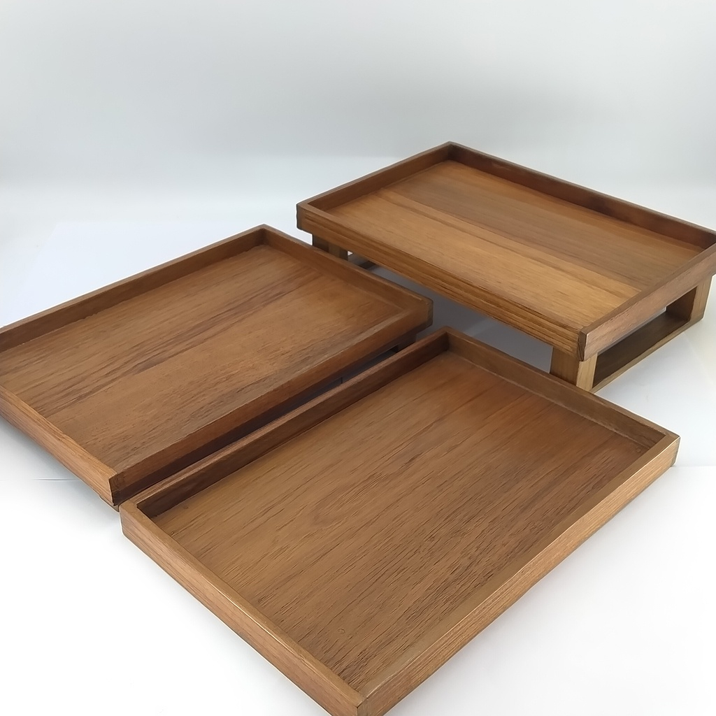 ถาดไม้สัก ถาดวางของ เสิร์ฟอาหาร (M)