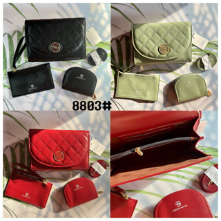 8803#กระเป๋าสะพายข้างและกระเป๋าสตางค์ NATTHA Set.3ชิ้น พร้อมส่ง