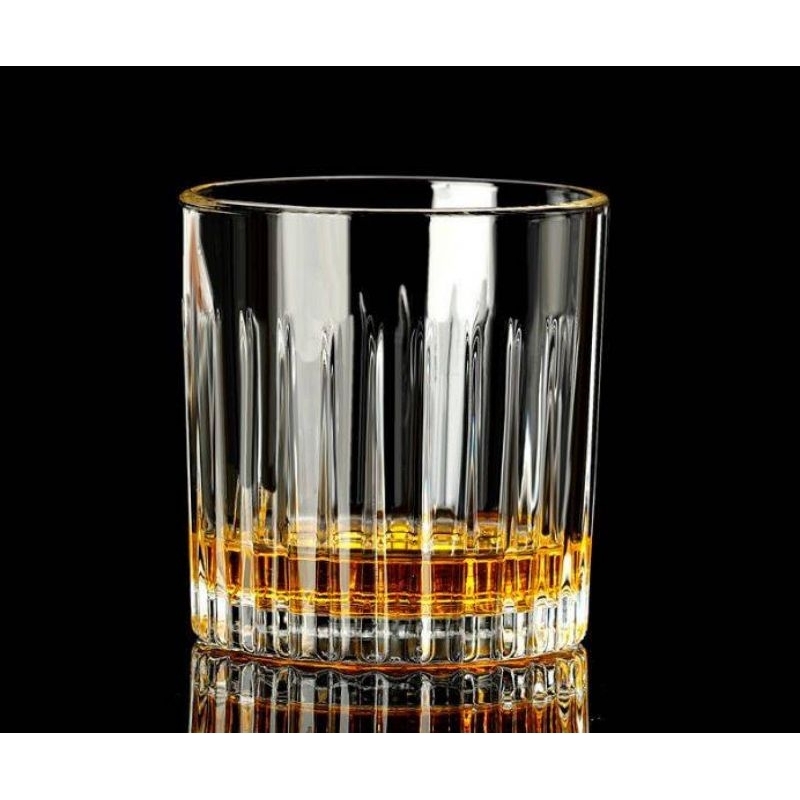 (6ใบ)แก้วเหล้า ทรงกระบอกเตี้ย ลายลิ้ว จีบข้าง UG-395