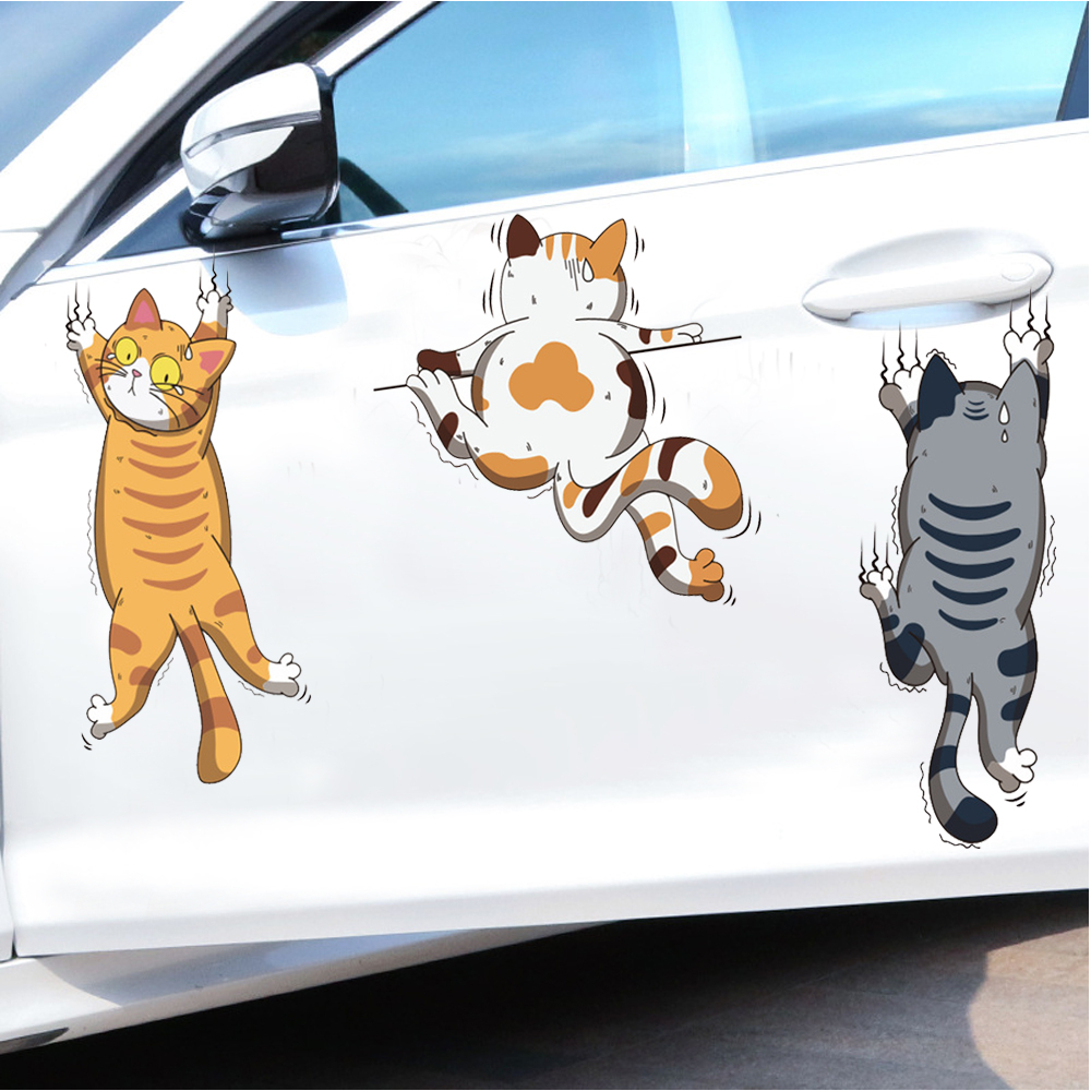 (พร้อมส่ง จากไทย) 3 ตัว / ชุด !! สติกเกอร์แมว-หมาน่ารัก กันน้ํา ลายแมว-หมาตลก สติ๊กเกอร์ติดรถ แต่งรถ ปิดรอยขีดข่วน - รูปที่ 2