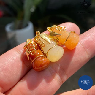 จี้หยก น้ำเต้าดูดทรัพย์ หัวใจเศรษฐี หยกพม่า หยกแท้ 100% Jadeite Type A ปะหล่น ควอทซ์สีธรรมชาติ งานมือ 1001