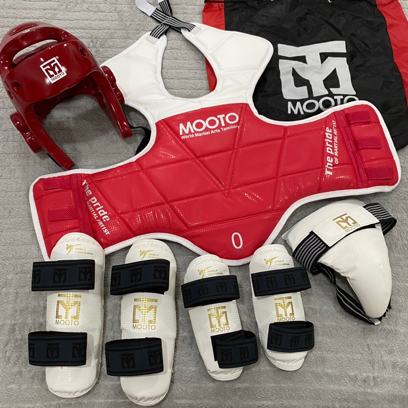 ชุดเกราะทั้งชุด MOOTO PROTECTOR SETS ทั้งกระเป๋า เกราะ สนับแขนขา หมวก กระจับ ชุดเกราะเทควันโด ชุดป้อ