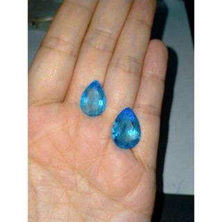 พลอยแท้ บลูโทปาส Blue Topaz พลอยสีฟ้า ทรงหยดน้ำ เหมาะทำ แหวนพลอย จี้พลอย พลอยแท้ จากธรรมชาติ